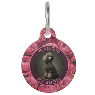 Colourful Dog Gift Ranunculus Motif Pet Tag