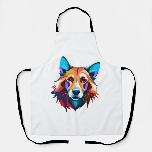 colourful dog graphic -  3 apron (Front)