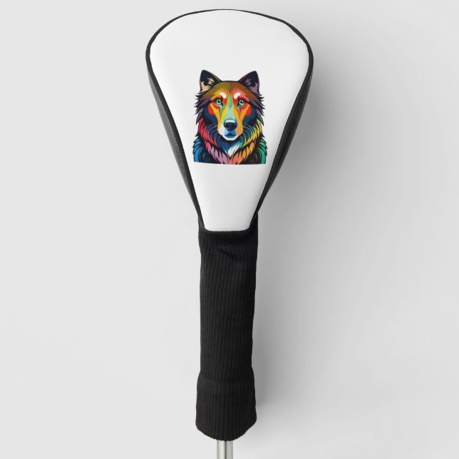 colourful dog graphic -   golf head cover (Front)