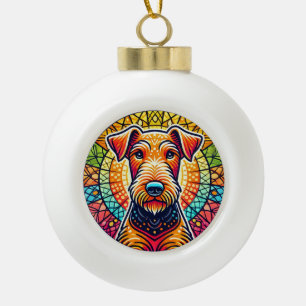 Colourful dog Illustration Ceramic Ball Christmas Ornament