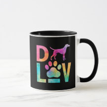 Colourful Dog Love Paw Watercolor Art