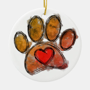 Colourful Dog Lover Drawing Watercolor Ceramic Tree Decoration