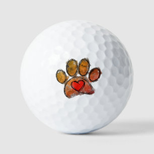 Colourful Dog Lover Drawing Watercolor Golf Balls