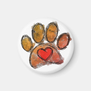 Colourful Dog Lover Drawing Watercolor Magnet