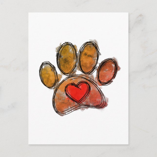 Colourful Dog Lover Drawing Watercolor Postcard (Front)