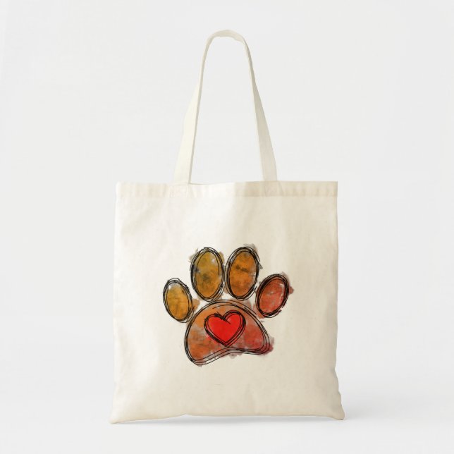 Colourful Dog Lover Drawing Watercolor Tote Bag (Front)