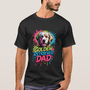 Colourful Dog Lover Graphic Golden Retriever Dad T-Shirt