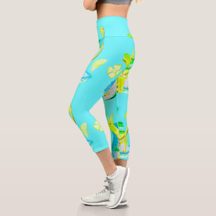 Colourful Dog & Mexican Fiesta Pattern Capri Leggings