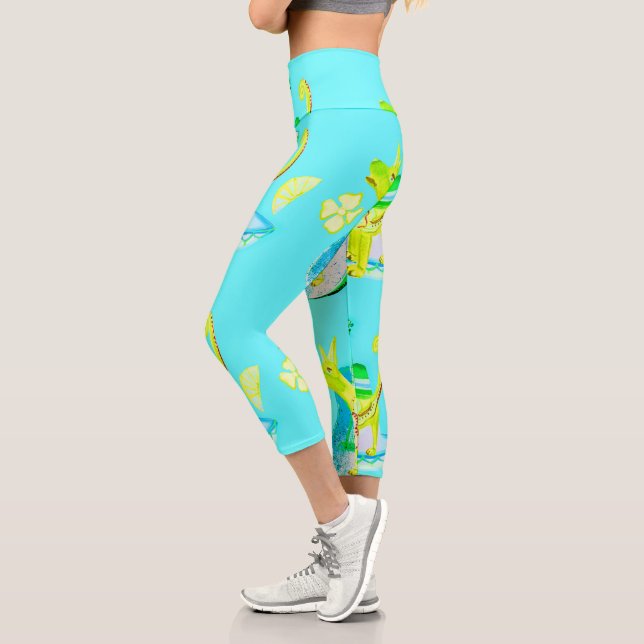 Colourful Dog & Mexican Fiesta Pattern Capri Leggings (Left)