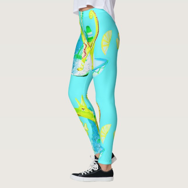 Colourful Dog & Mexican Fiesta Pattern Leggings (Left)