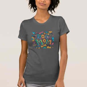Colourful Dog Mum Paws Bones Mothers Day T-shirt