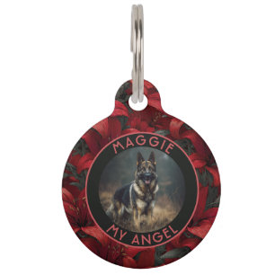 Colourful Dog Owner Gift Lilies Print Pet Tag