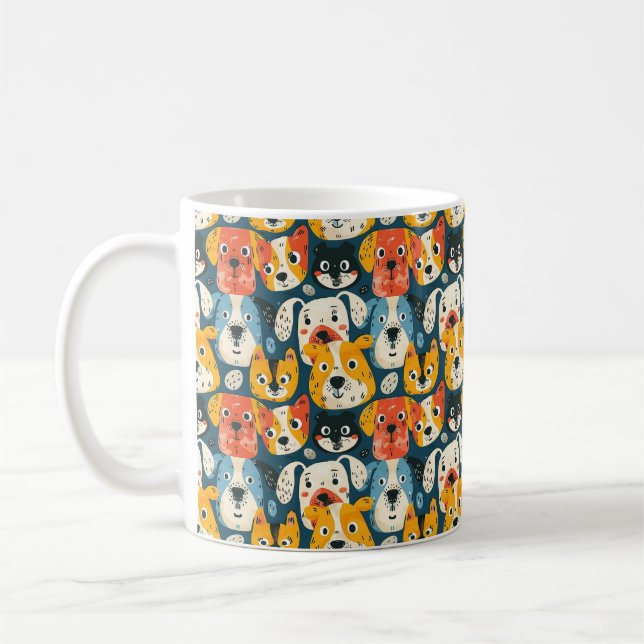 Colourful Dog Pattern Coffee Mug (Left)