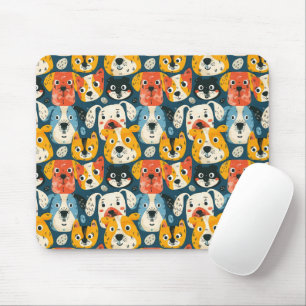 Colourful Dog Pattern Mouse Mat