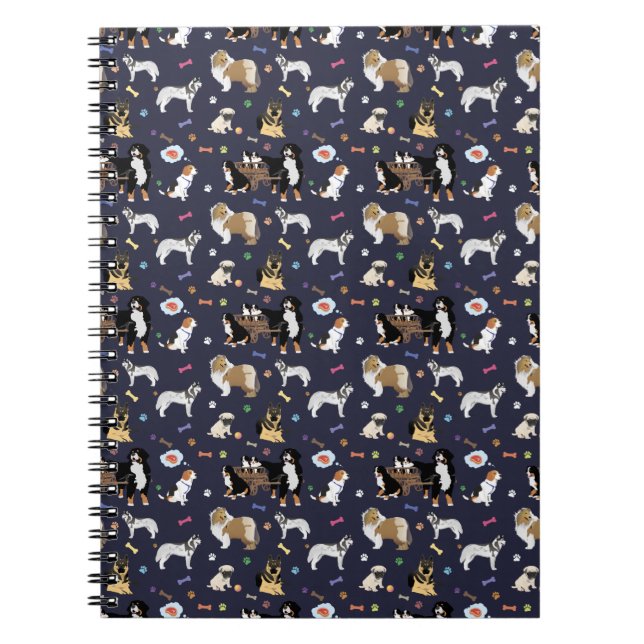 Colourful Dog Pattern Notebook (Front)