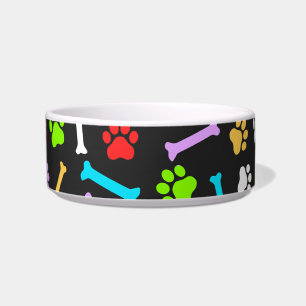 Colourful Dog Paw & Bones Seamless Pattern  Bowl