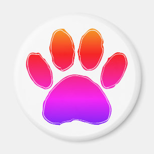 Colourful Dog Paw Drawing  Magnet