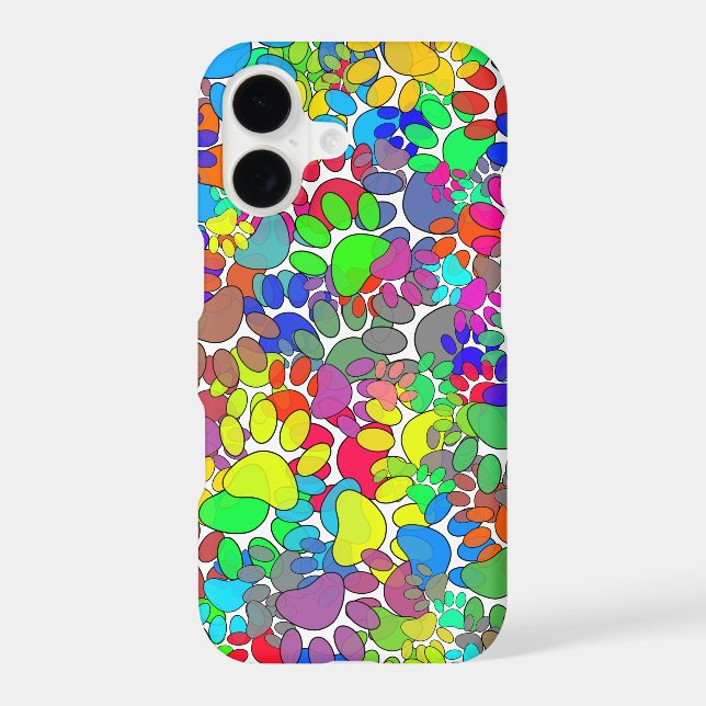 Colourful Dog Paw Print Pattern (Back)