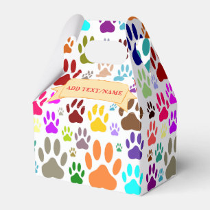 Colourful Dog Paw Prints All Over Favour Box