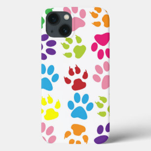 Colourful Dog Paw Prints iPhone 13 Case