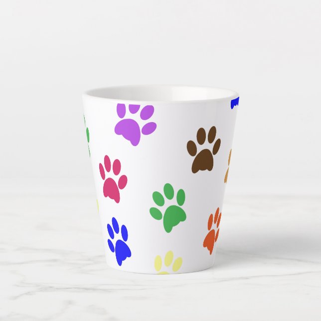 Colourful Dog Paw Prints Latte Mug (Front)