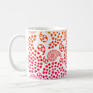 Colourful Dog Paws And Hearts Paisley Print Coffee Mug