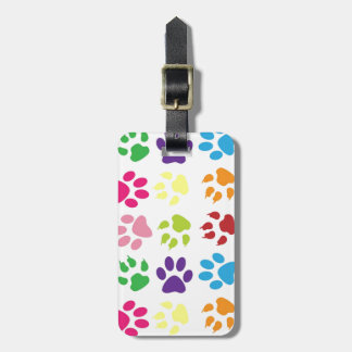 Colourful Dog Paws Luggage Tag