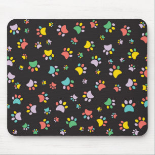Colourful dog paws pattern mouse mat