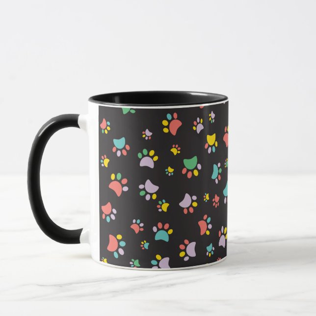 Colourful dog paws pattern mug (Left)