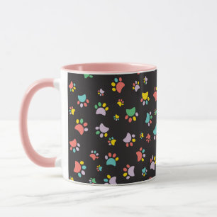 Colourful dog paws pattern mug