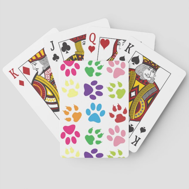 Colourful Dog Paws Playing Cards (Back)