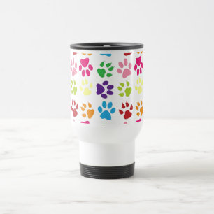 Colourful Dog Paws Travel Mug