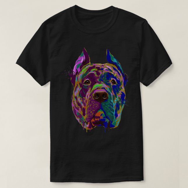 Colourful Dog Perro De Presa Canario  T-Shirt (Design Front)