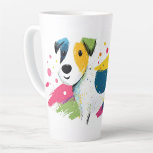 Colourful Dog Pop Art Splash Illustration Latte Mug