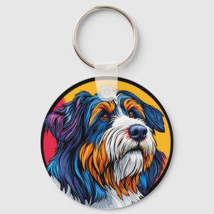 Colourful Dog Portrait For Pet Lover Accessories Key Ring