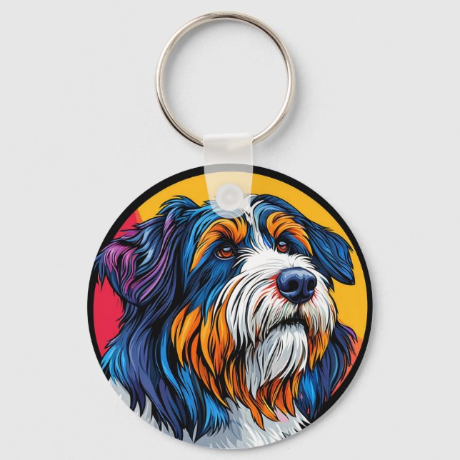 Colourful Dog Portrait For Pet Lover Accessories Key Ring (Front)