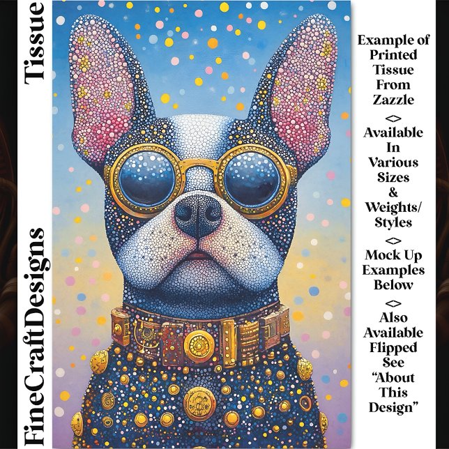 Colourful Dog Portrait, Pointillism DN5L Decoupage Tissue Paper (Creator Uploaded)