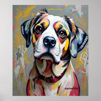 Colourful Dog Portrait – Vibrant Abstract Pet Art Poster