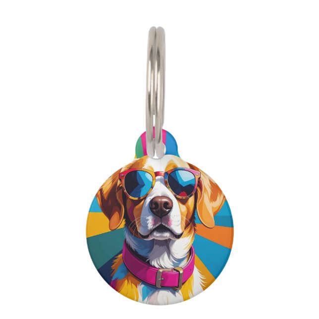 Colourful dog retractable pet leash tag (Front)