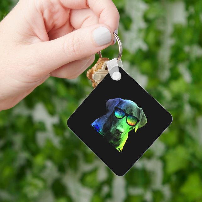 Colourful Dog Retriever Labrador Key Ring (Hand)