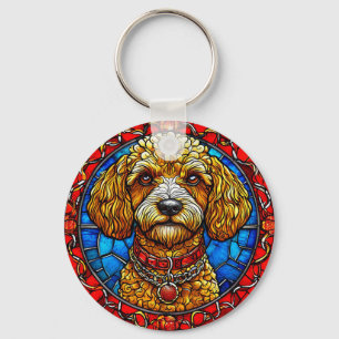 Colourful Dog Stained Glass Portrait Key Ring