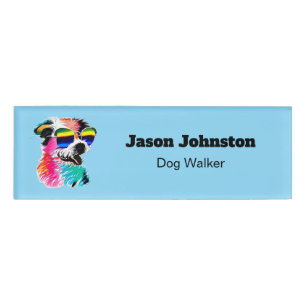 Colourful Dog Walker Pet Professional Name Tag