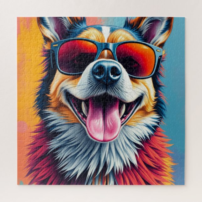 Colourful Dog with Sunglasses Jigsaw Puzzle (Vertical)
