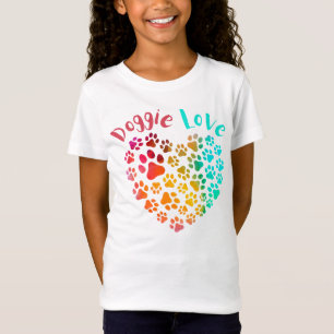 Colourful Doggie Love Paw Heart T-Shirt
