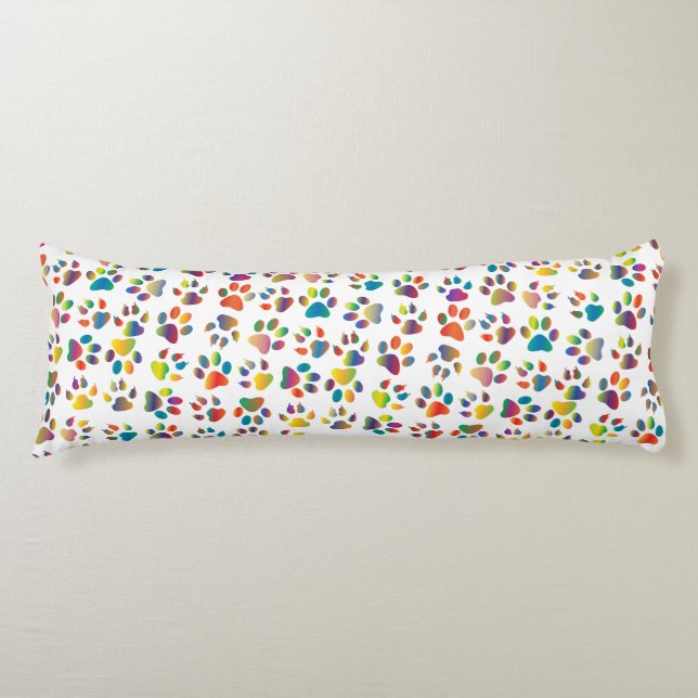 Colourful Doggie Paws Body Pillow (Front)