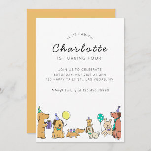 Colourful Dogs Birthday Party Invitation