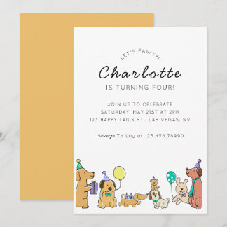 Colourful Dogs Birthday Party Invitation