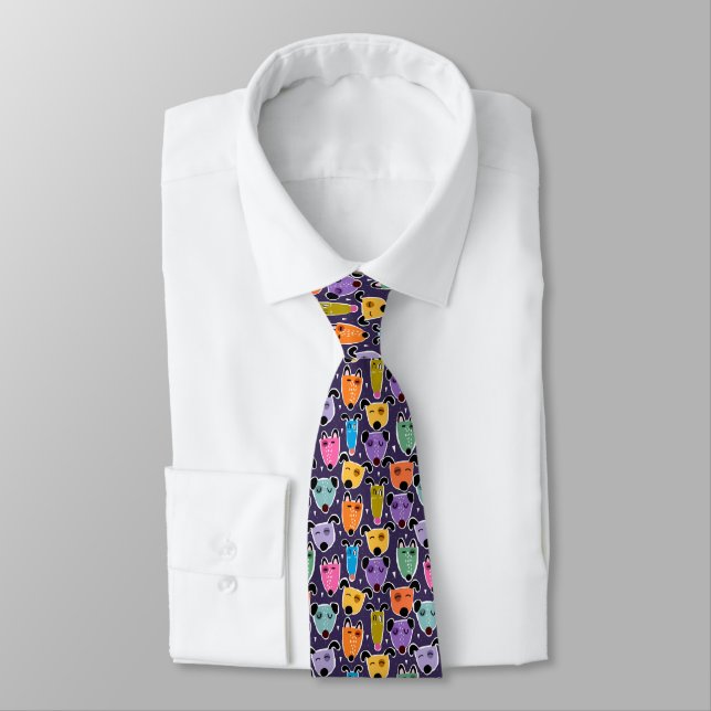 Colourful Dogs Neck Tie (Tied)