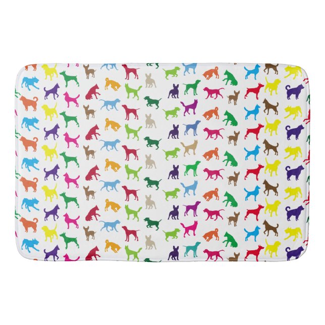 Colourful dogs silhouettes bath mat (Front)