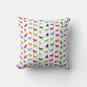 Colourful dogs silhouettes cushion